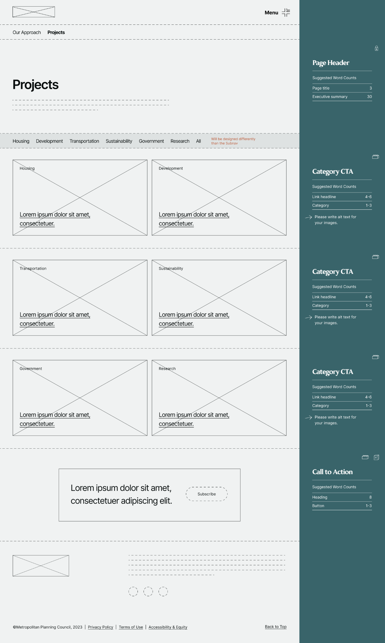Page wireframe built from content blocks